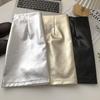 Серебряная кожаная мини-юбка с высокой талией: Защита от непогоды, Корейский стиль, Универсальный для весны/осени, Женская мода 2025