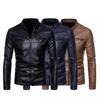 Осенне-зимняя мужская бархатная теплая кожаная куртка, приталенная куртка из искусственной кожи, модная зеленая мотоциклетная куртка, мужская одежда
