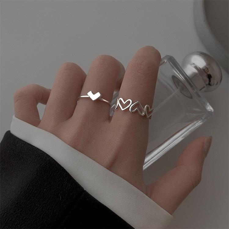 Hollow Love Ring Women's Open Ring Niche Design Sense Ins Tide Cold Wind Women's Index Finger Personality Fashion Ring