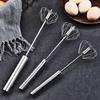 Semi-Automatic Whisk Egg Stainless Steel Beater Hand Push Rotary Egg Mixer Blender Handheld