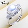 Natural Freshwater Pearl Rings For Women Fashion Female Cubic Zirconia CZ Boho Bohemia Ring