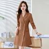 Women's 2024 Autumn/Winter Slimming Goddess Style Mid-Length Suit Collar Dress (BL9925)