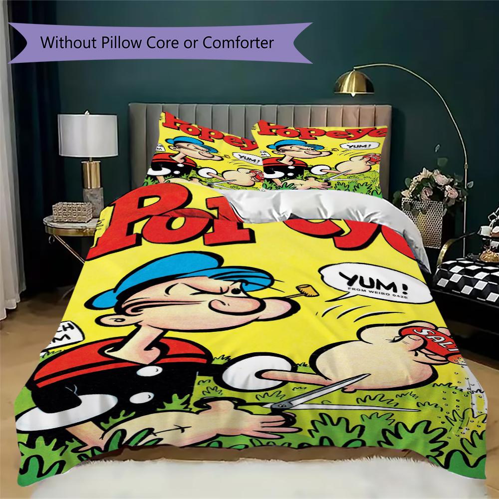 Popeye Pattern Bedding uilt Set uilt Cover Pillowcase Home Decoration Birthday Gift (1 * duvet cover + 2 * pillowcase without core)116