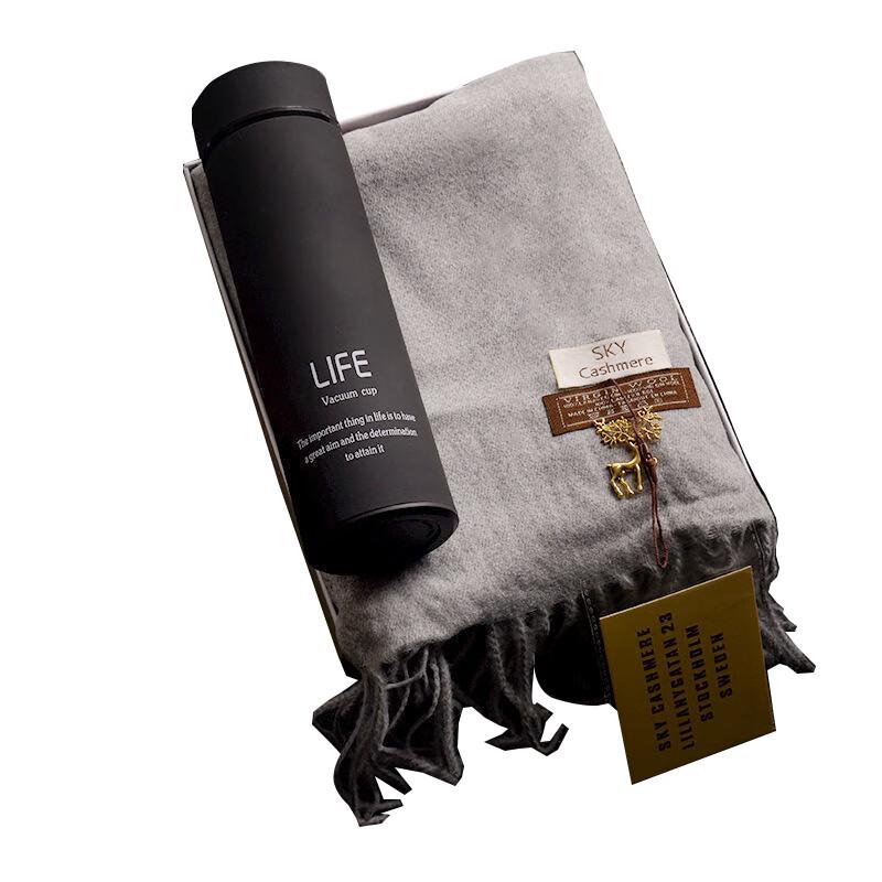 Men's AQ Scarf, Gloves & Thermos Winter Set