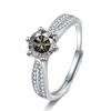 Bague Ringen Кольцо с муассанитом VVS D цвета 1 карат/2 карата для женщин, ювелирные изделия из стерлингового серебра 925 пробы, открытые кольца с выращенными в лаборатории бриллиантами, подарок