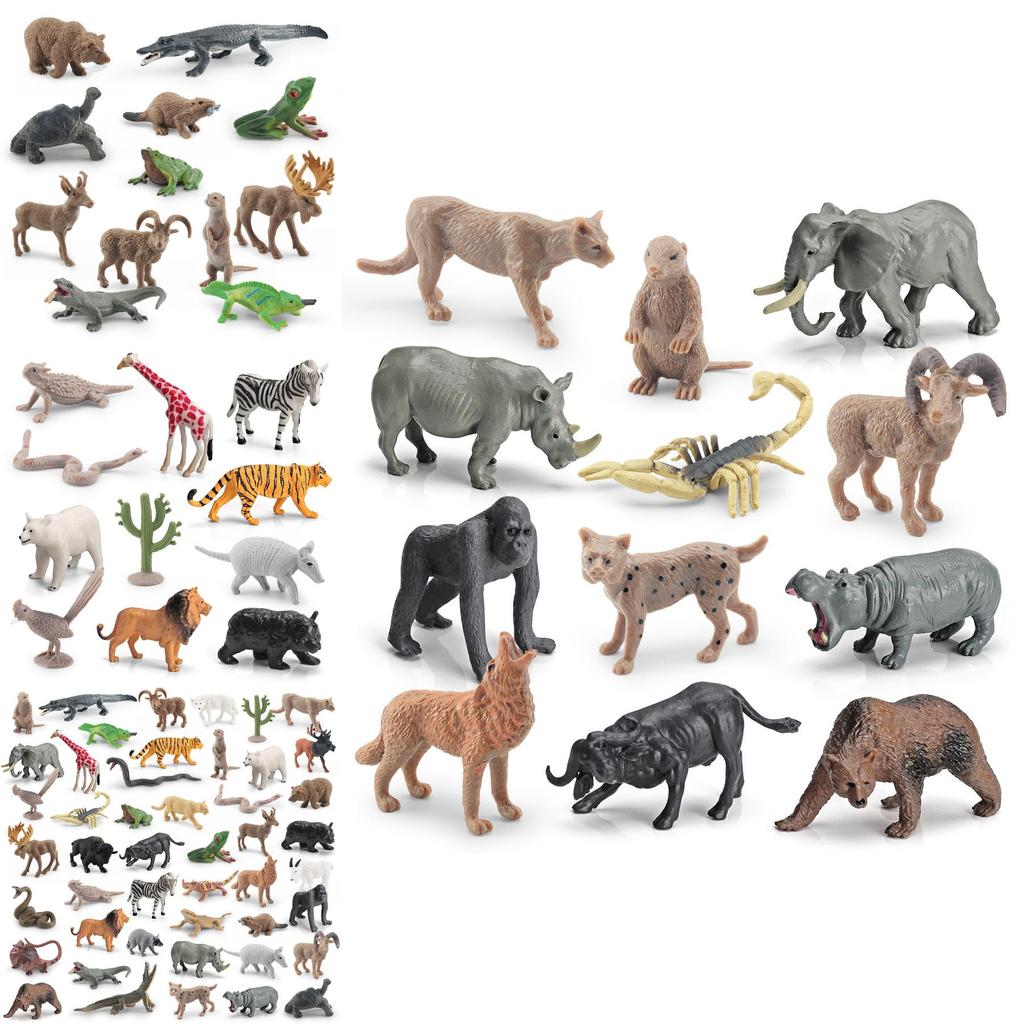 Realistic Forest Animal Figurines Including Reindeer Grizzly Bear And North American Bison Models For Home Decor