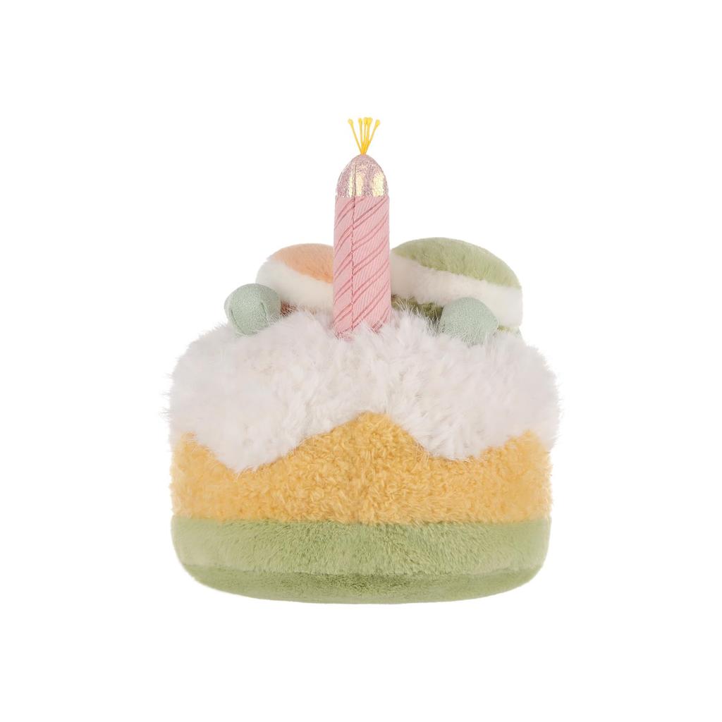 Apricot Lamb Macaron Birthday Cake Plush Toy for Kids, Soft and Cute, Fluffy Macaron Birthday Cake for Girls and Boys, 18cm