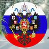 2pcs Victory Day In Russia Wooden Sign with Golden Double Headed Eagle Pattern, Round Sign for Front Door, Wall Decor, Ideal Gift for Friend & Family