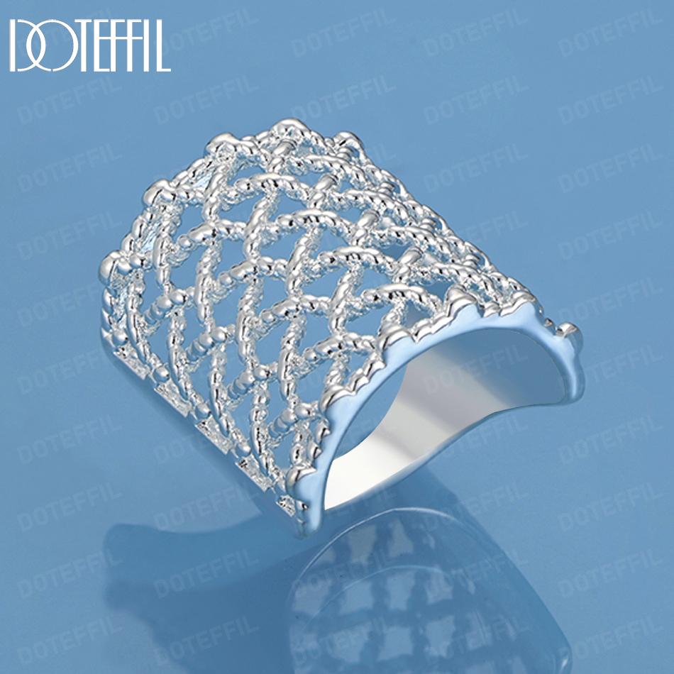 Кольцо квадратной формы из стерлингового серебра 925 пробы с сеткой, модные свадебные украшения