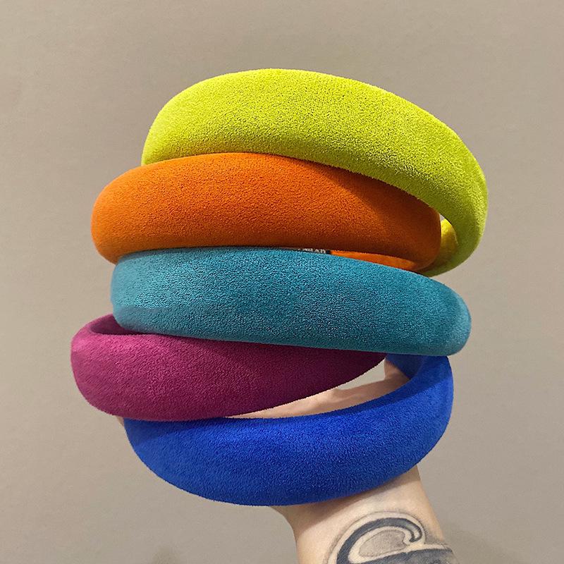 Разноцветная повязка на голову из плюшевой губки Dongdaemun: Универсальная широкая шпилька для девочек