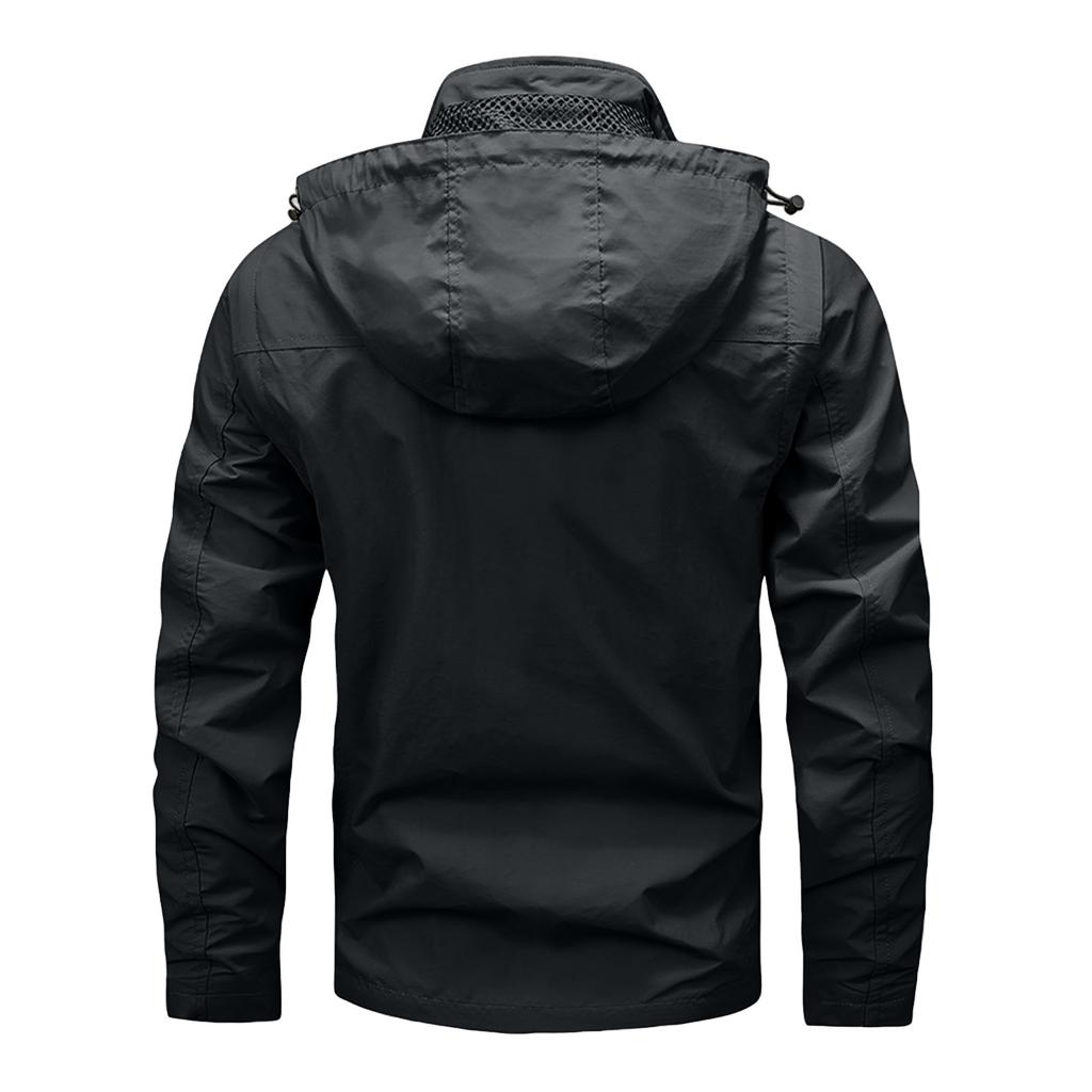 Men's Solid Color Detachable Outdoor Workwear Casual Loose Zipper Pocket Long Sleeve Jacket