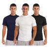 Мужской набор из 3 шт. Футболка с воротником-стойкой и коротким рукавом, повседневная, однотонная, приталенная, комплект нижнего белья