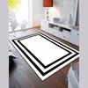 Современный декоративный ковер в черно-белой рамке, моющийся ковер, современный ковер для гостиной или спальни