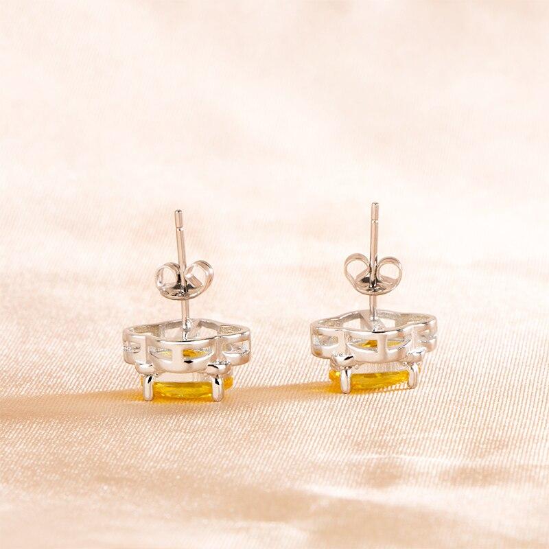 BELLA BOX Women's Fashion Stub Earrings With Yellow Color Oval Shape Zircon Wedding Party Wholesale Gift