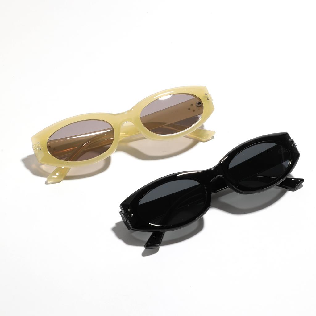 Овальные очки «кошачий глаз» с заклепками, солнцезащитные очки в стиле «моранди» для женщин, солнцезащитные очки для мужчин