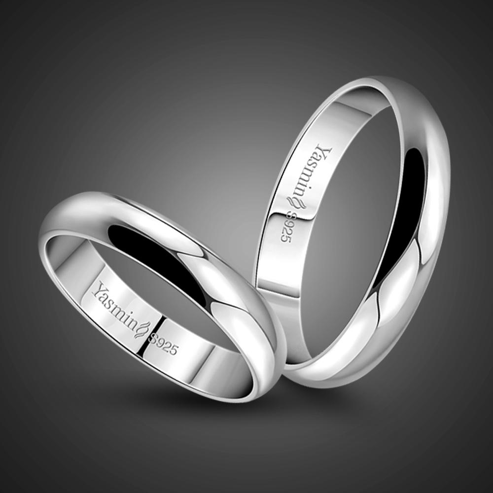 Simple Marriage Engagement Ring 100 %925 Sterling Silver Couple Ring Woman &Man Single Ring Solid Silver Jewelry Gift