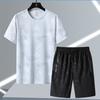 Спортивный комплект из ледяного шелка, мужской летний тонкий дышащий повседневный комплект из двух предметов с короткими рукавами