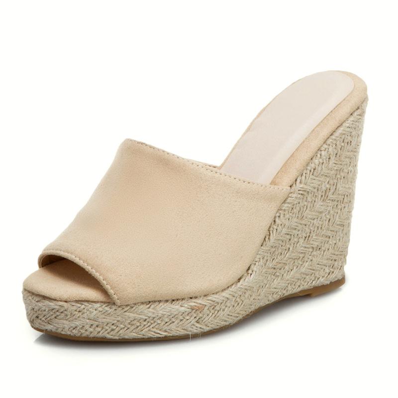 Модные женские тапочки на толстой платформе, туфли на танкетке, летние босоножки с открытым носком, туфли на высоком каблуке, женские, большого размера