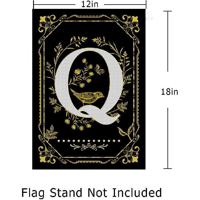 Monogram Q Garden Flag Initial Outdoor Flags Letter Q Flag for Front Yard Porch Lawn Outside Seasonal Garden Flags 12x18 Double Sided