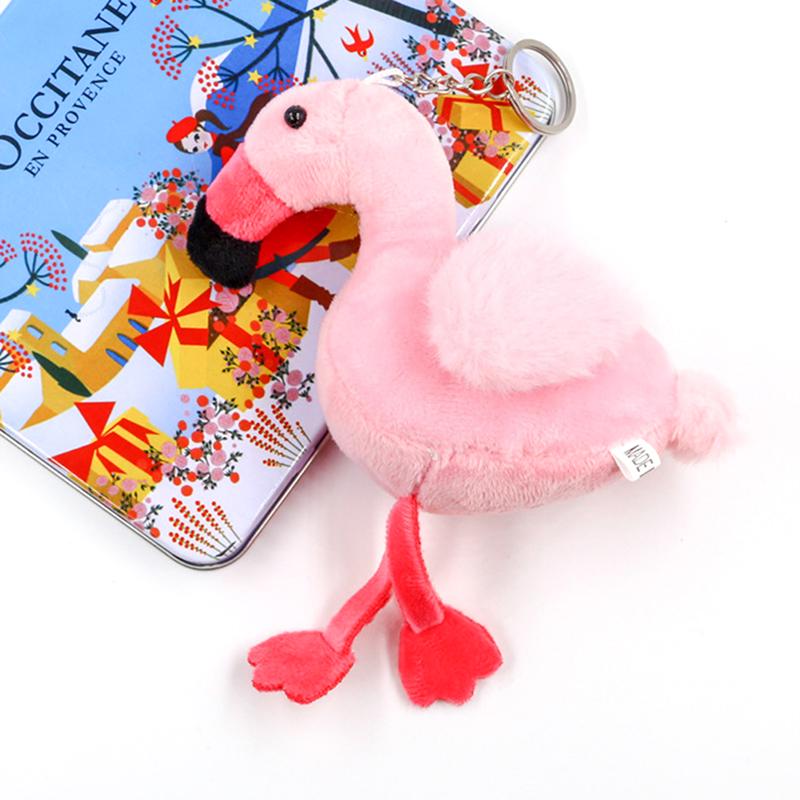 Lovely Flamingo Plush Toy Keychain Ring Pendant Soft Toy Key Ring Backpack Decor