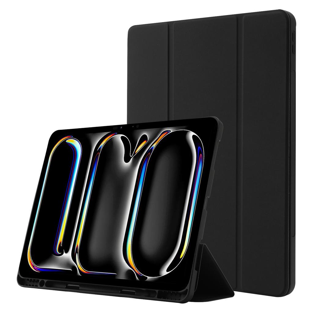 Для iPad Про 13 (2025)/13 (2024) Чехол-книжка с покрытием Skin-Touch, кожаный, трехскладной, с подставкой и держателем для стилуса, для планшета