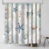 Starfish Seashell Coral Beach Bath Curtain Ocean Themed Underwater Marine Shower Curtains Waterproof Fabric Bathroom Decorative