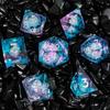 7pcs/set Resin Quicksand Dice Liquid Core Polyhedral for DND TPG TRPG Board Game Number Dice Kit Cthulhu Role Playing Games Toy