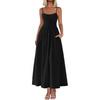 Women's Thin Shoulder Strap Pleated Vest Strappy Pocket Dress