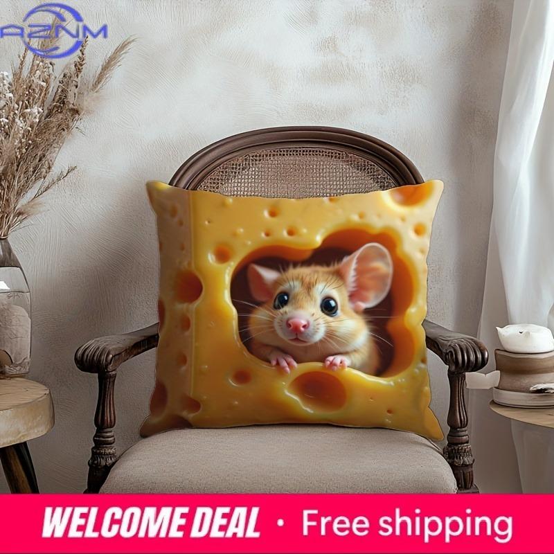 Cute MouseinCheese Pillow Add a Whimsical Touch to Your Home Sofa cushion cover home room dormitory decoration D printing