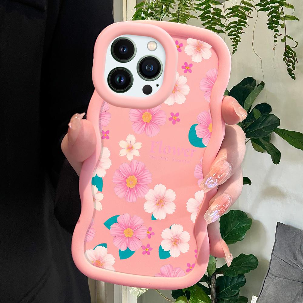 Чехол для телефона с милым цветочным узором для iPhone 11 12 13 14 15 Pro Max 6 6S 7 8 Plus Xs Wave Edge, противоударный защитный резиновый чехол