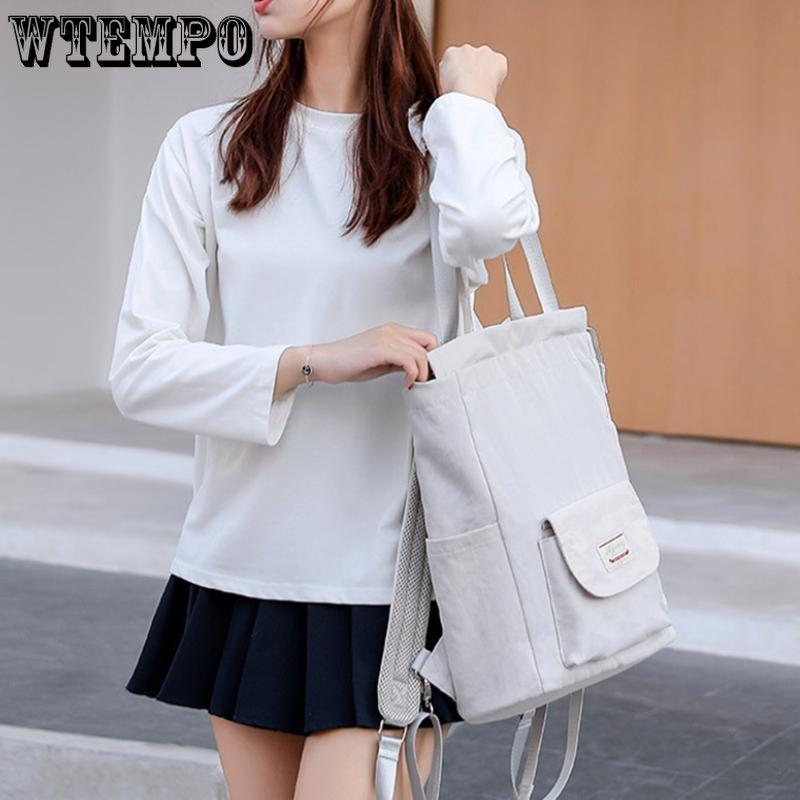 WTEMPO Модная женская сумка через плечо, простой стиль, повседневный рюкзак для ноутбука большой емкости, чистый цвет