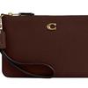 Coach Essential 19 Кожаный клатч с логотипом бренда Маленький женский Темно-коричневый