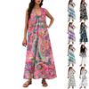 Женская Мода Повседневная А-силуэт Цветочный Принт Эффект Молотка Свободная Длинная Юбка с Карманами