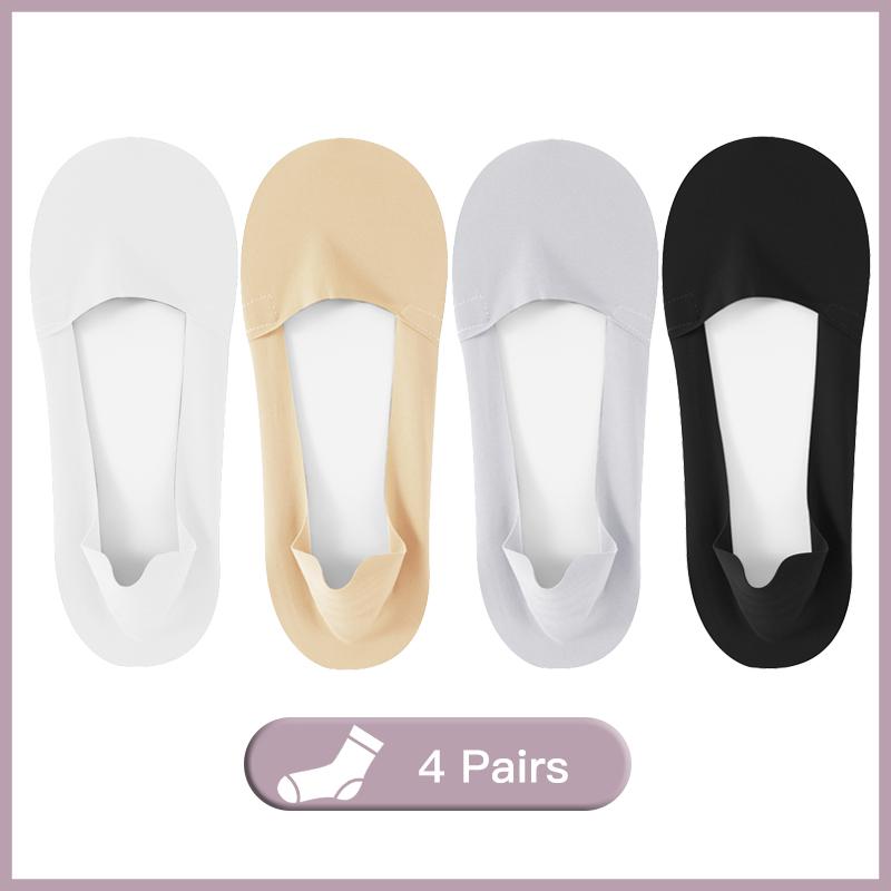 Ice Silk Low Cut Boat Socks for Women Seamless Breathable Silicone Anti Slip Socks Female Invisible Socks