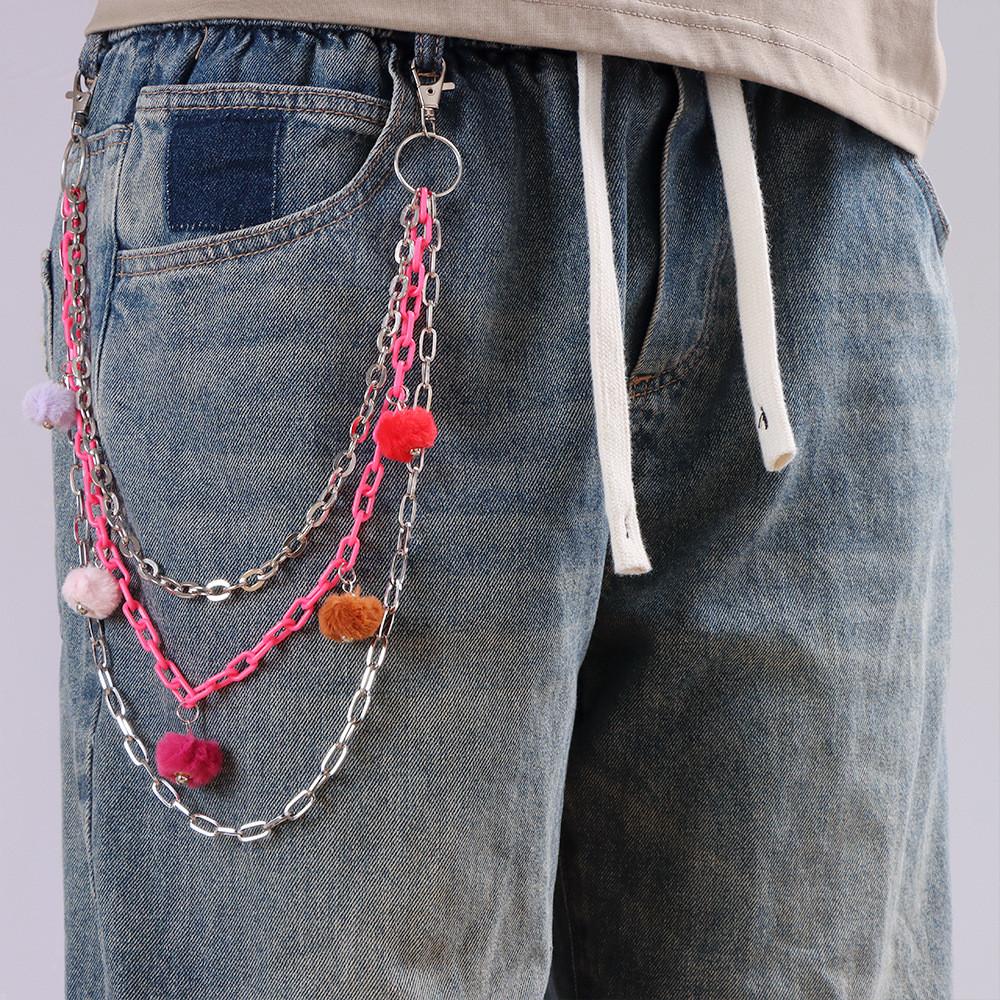 Hip Hop Girl Metal Chain Waist Accessory With Lobster Clasp For Trendy Denim Pants