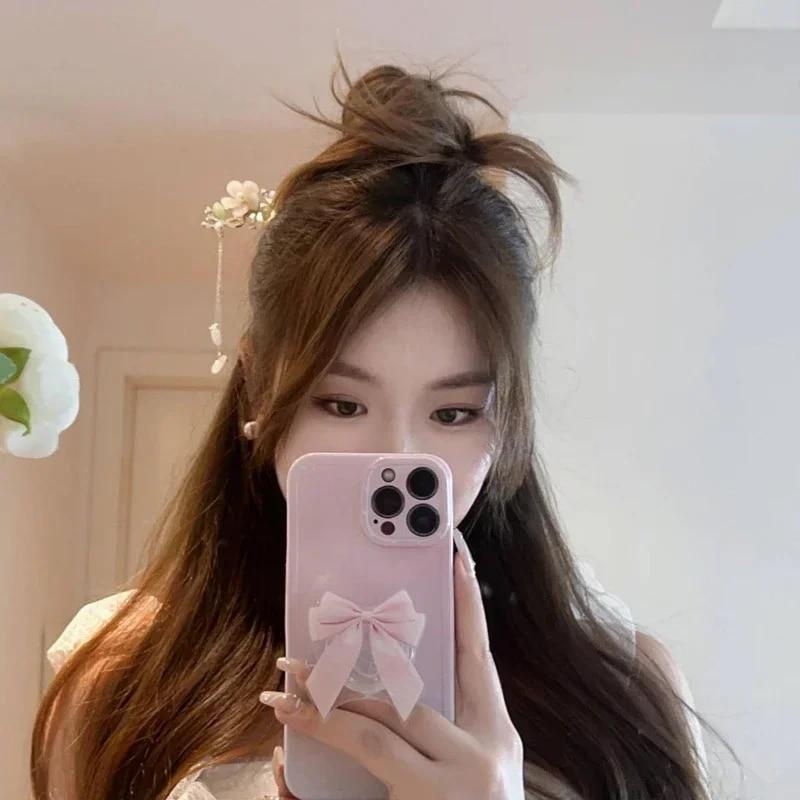 White Flowers Tassels Hair Clip for Women Korean Hairpin Geometric Crystal Hair Barrettes Girl Hair Accessories Hairgrip Fashion