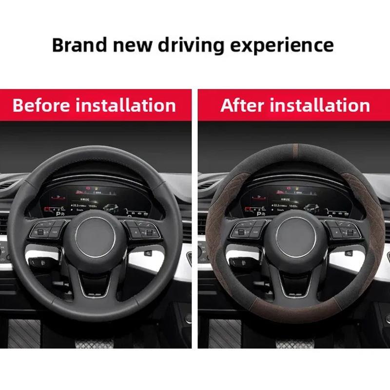 38cm Suede Steering Wheel Cover for Rolls-Royce Ghost Phantom Spectre - Winter Anti-Freezing Car Grip Interior Accessories