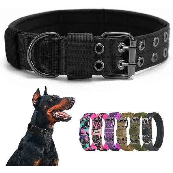 Tactical Dog Collar Breathability Nylon Adjustable Heavy Duty Metal Training Collar for small Medium large Dogs Pet Products2