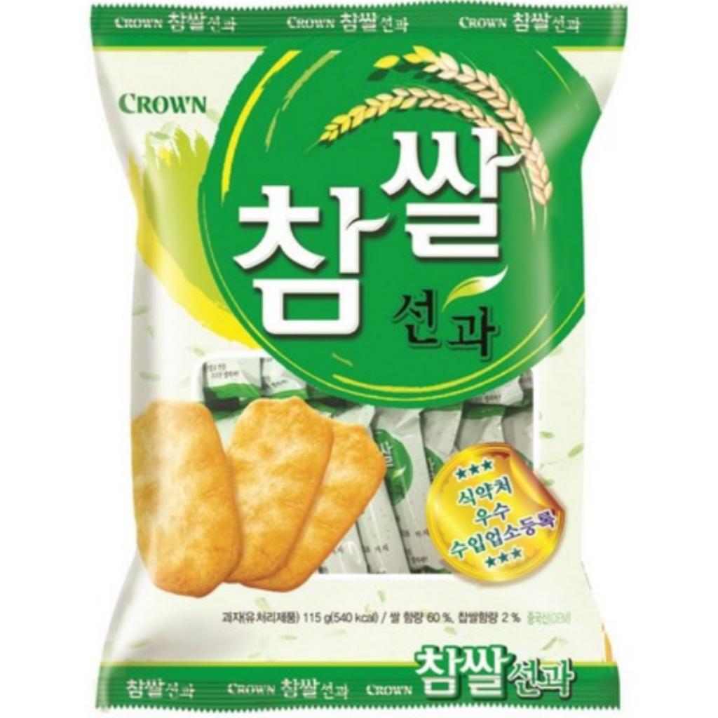 CROWN Рисовые крекеры Cham Seolbyeong 128г x 2шт + Seongwa 115г x 2шт