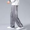 Мужские спортивные штаны с широкими штанинами, свободные шнурки, эластичная талия, прямые мягкие дышащие брюки с глубокой промежностью, спортивные длинные брюки для бега в полную длину, повседневные брюки