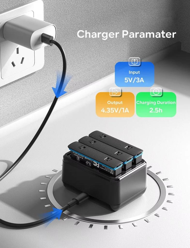 Для Insta 360 X4 2500mAh литий-ионный аккумулятор, зарядное устройство Amagisn на 3 слота, зарядное устройство для Insta360 X4, аксессуары