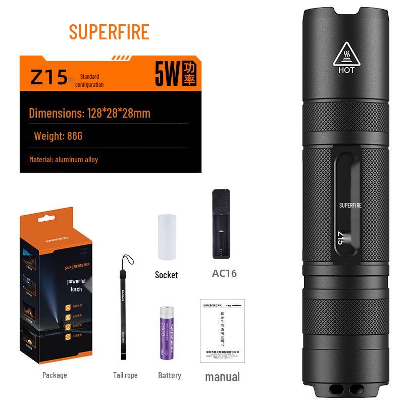 SupFire Z15 365nm UV Rechargeable Flashlight