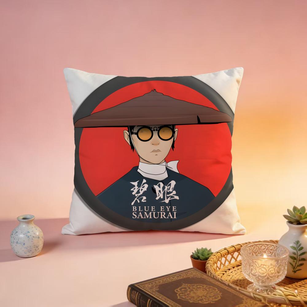Fashion BBlue Eye Samuraies Cushion Cover Premium SkinFriendly Pillow Case MultiPurpose for Home Office Travel