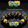 Pixiu Men Obsidian Stone Beads Attract Wealth Thermochromism Good Luck Bangle Wristband Bracelets