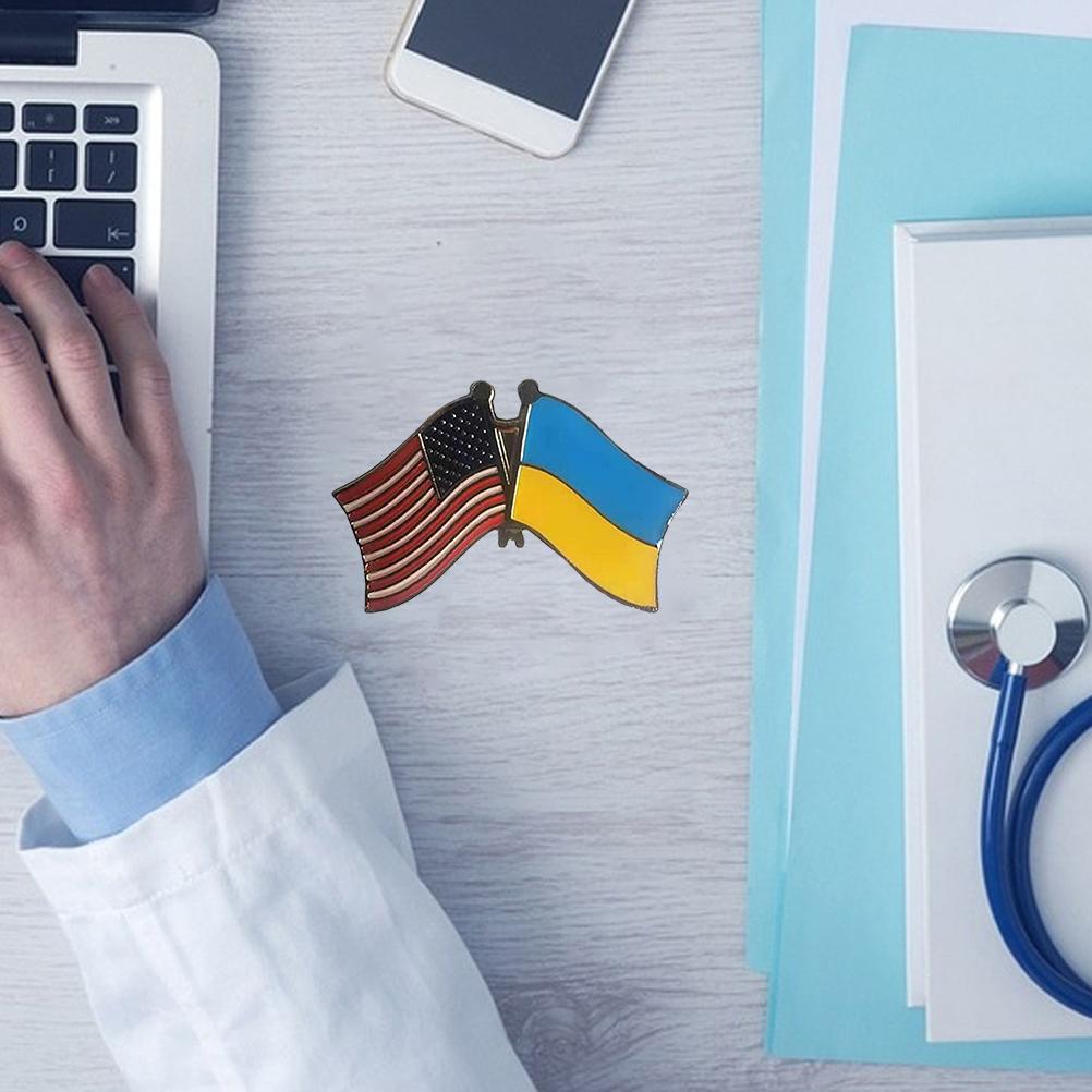 2Pcs 2022 Ukraine Flag Lapel Pin Badges National Waving Flag Pins Metal Flag Badge Pins Brooch Souvenir