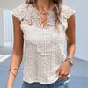 Летняя полая вязаная крючком сексуальная кружевная блузка женская однотонная лоскутная винтажная рубашка без рукавов с v-образным вырезом женские повседневные элегантные модные женские топы 527