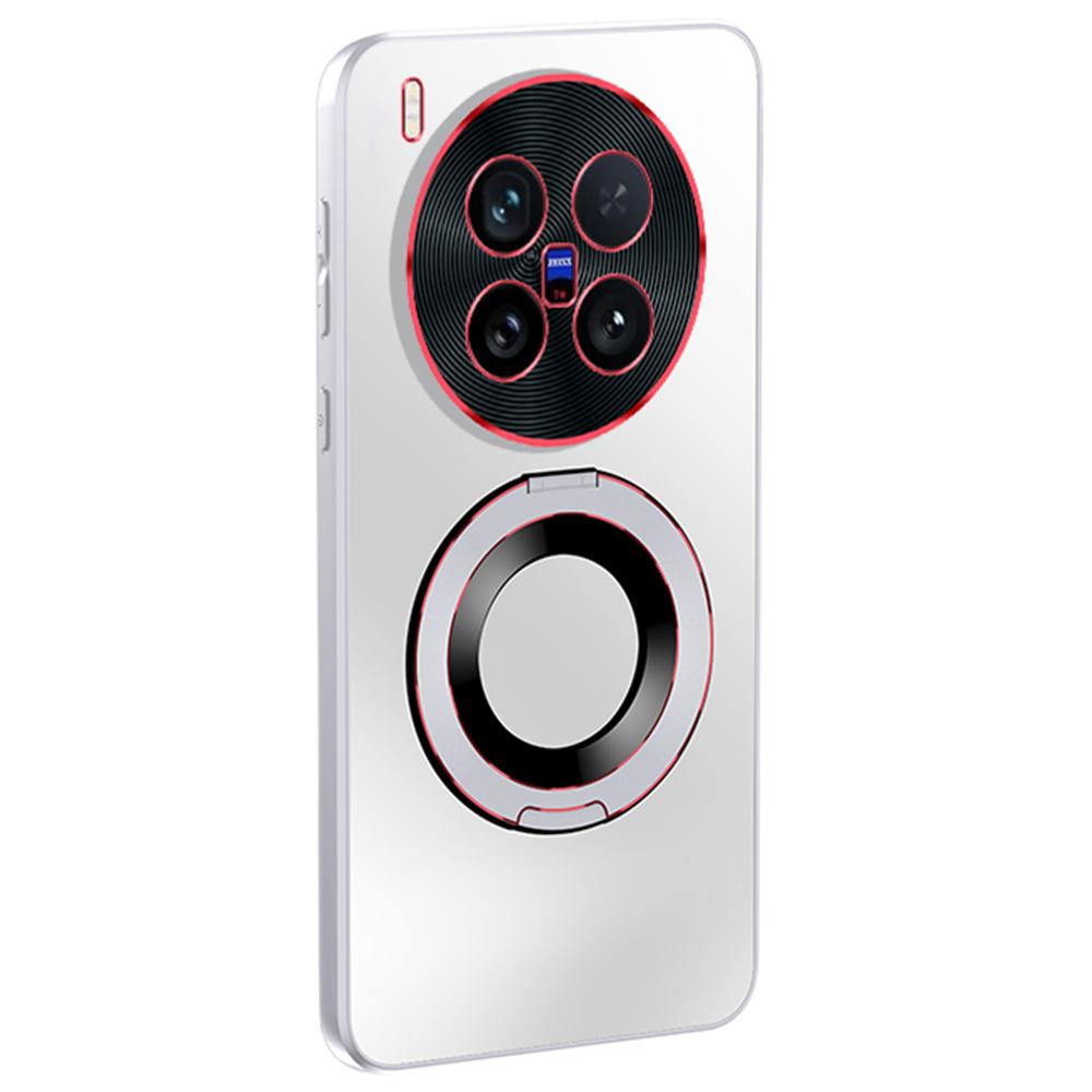 For Vivo X200 Ultra 5G Phone Case with Ring Kickstand Dual-Color Lens AG Skin-Feel Matte Cover