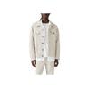 Levis SS25 Серия джинсовой ткани из льна Свободный крой Куртка с заостренным воротником С передним карманом Логотип Мужские куртки Белый A5782-0063