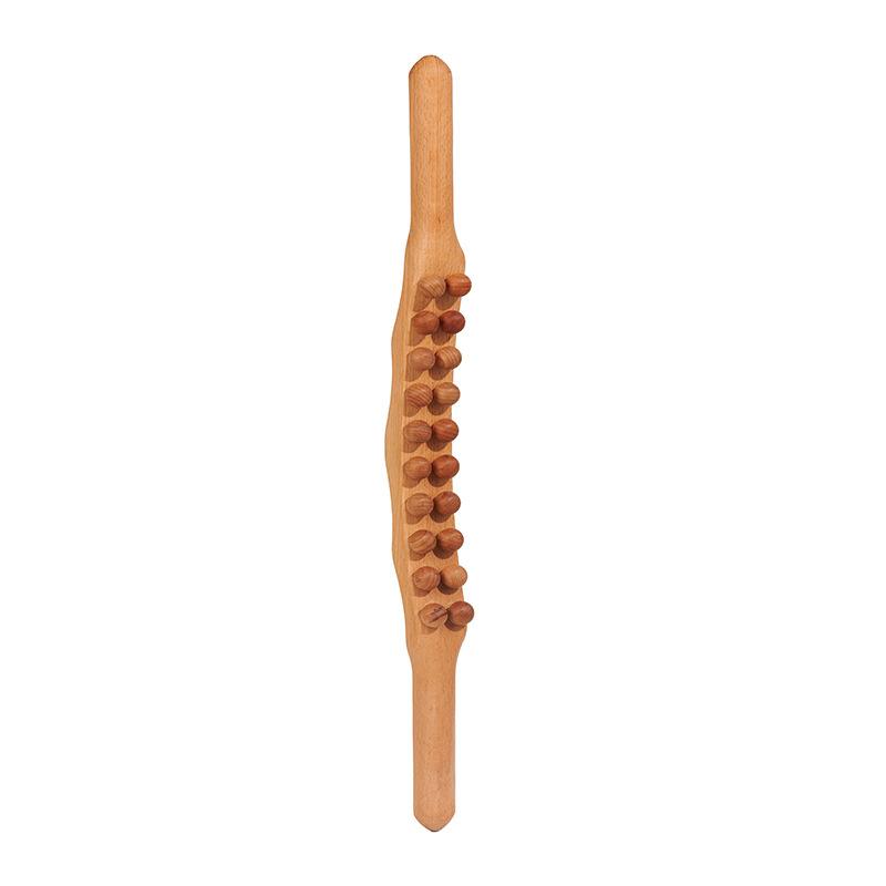20 Beads Universal Back Massage Tendons Beech Wood Scraping Stick Point Treatment Guasha Relax Therapy Tool Abdominal Massager