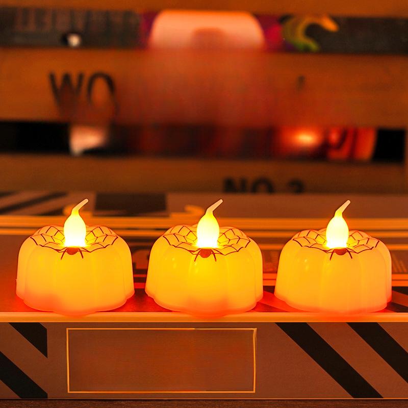 Halloween Mini Pumpkin Lantern Led Electronic Candle Light Prop Glowing Skull Figurine